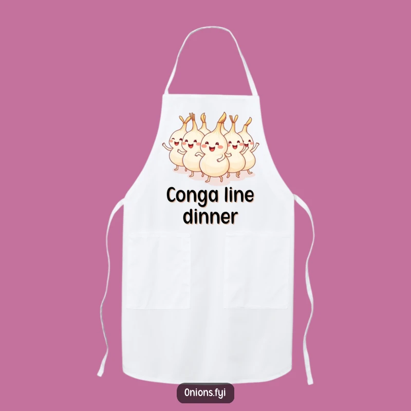 Funny Onion Conga Line Apron - Festive Veggie Party Kitchen Gear
