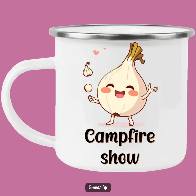 Funny Onion Juggling Garlic Camping Mug - Hilarious Outdoor Drinkware for Adventurers
