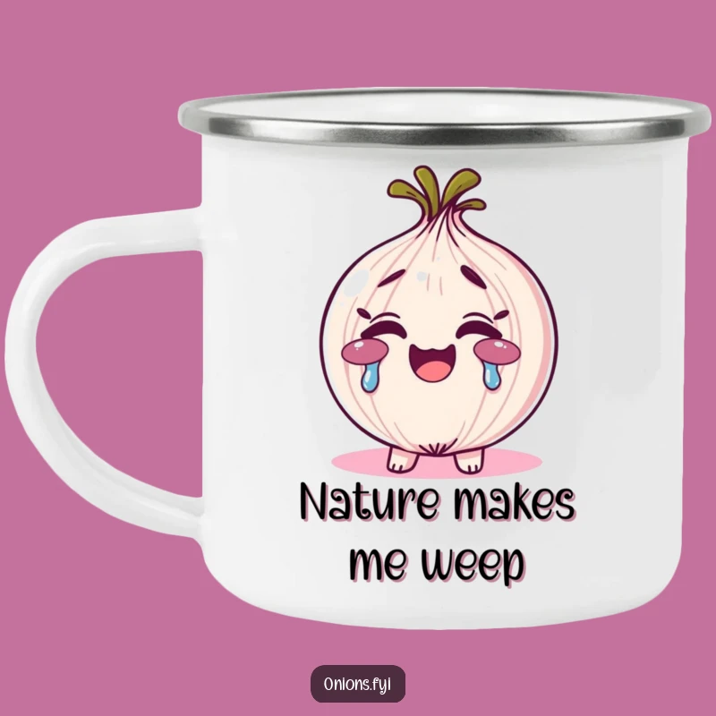 Funny Rainbow Tears Onion Camping Mug - Sip in Color on Your Adventures
