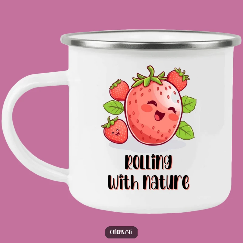 Funny Strawberry Rolling Camping Mug - Adventure Berry Brew Gift!