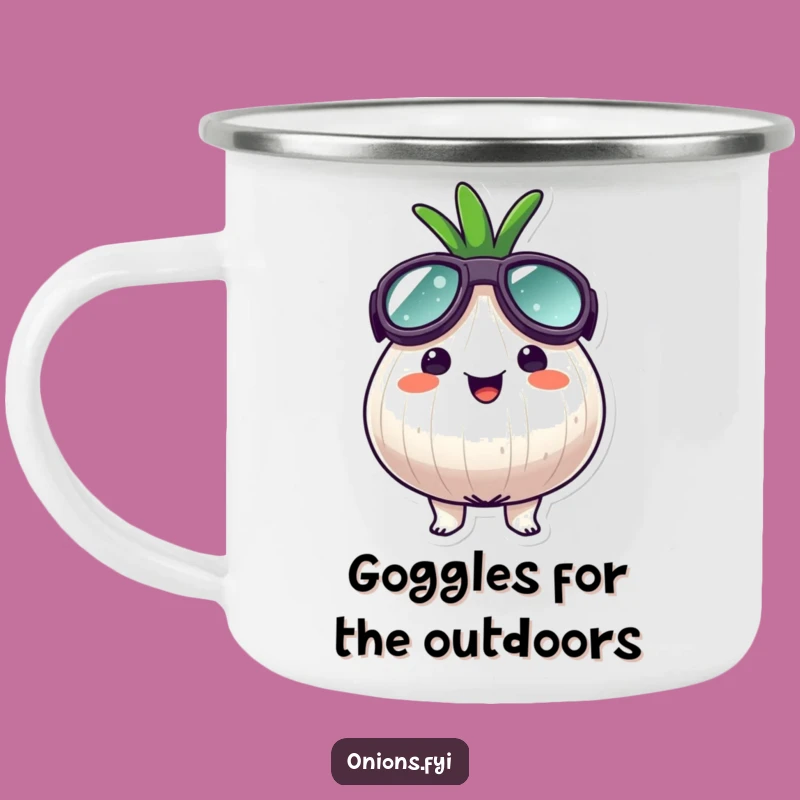 Funny Goggle Onion Camping Mug - Sip Your Adventure with Happy Views