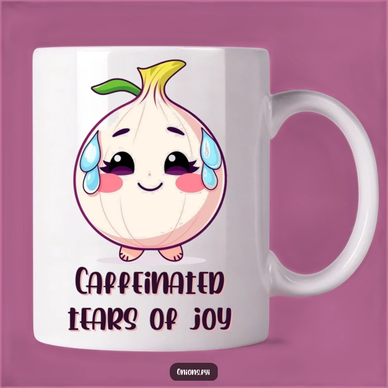 Funny Onion Mug: Tear Earrings, Smiling Veggie, Perfect Gift for Sad Days