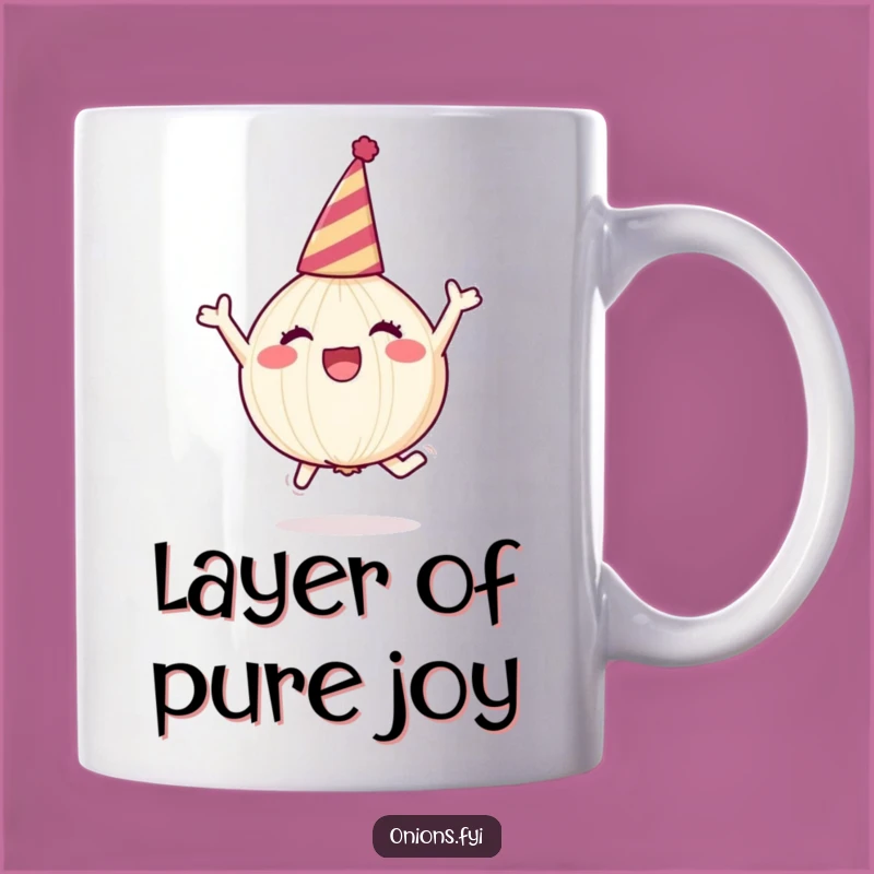 Funny Onion Party Mug - Joyful Veggie Celebration, Perfect Funny Gift!