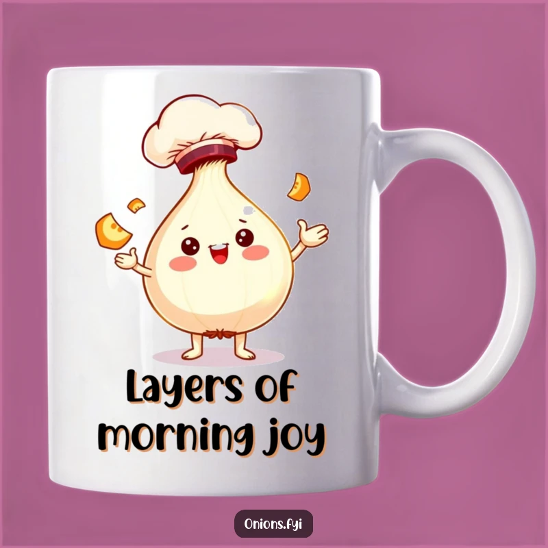 Funny Chef Onion Juggling Slices Mug - A Hilarious Culinary Gift for Foodies!