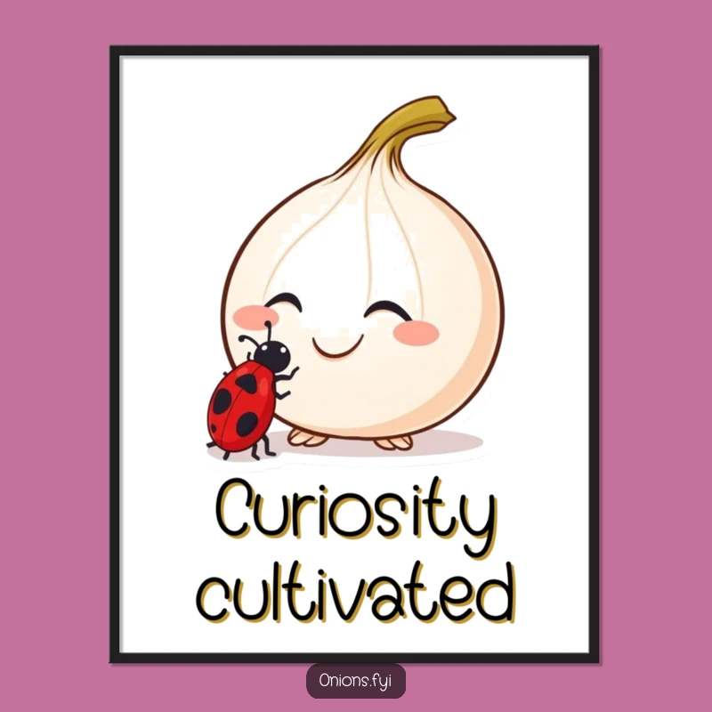 Funny Curious Onion Ladybug Digital Art Print - Instant Nature Inspired Decor