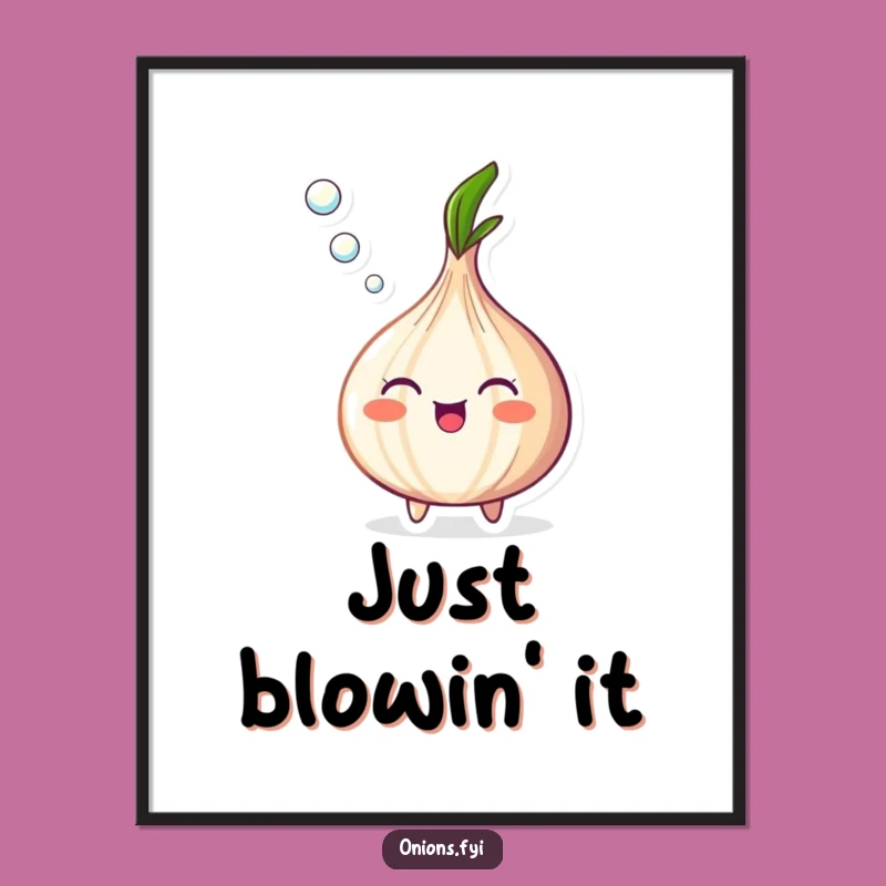 Funny Happy Onion Bubble Digital Art Print - Instant Joyful Wall Decor