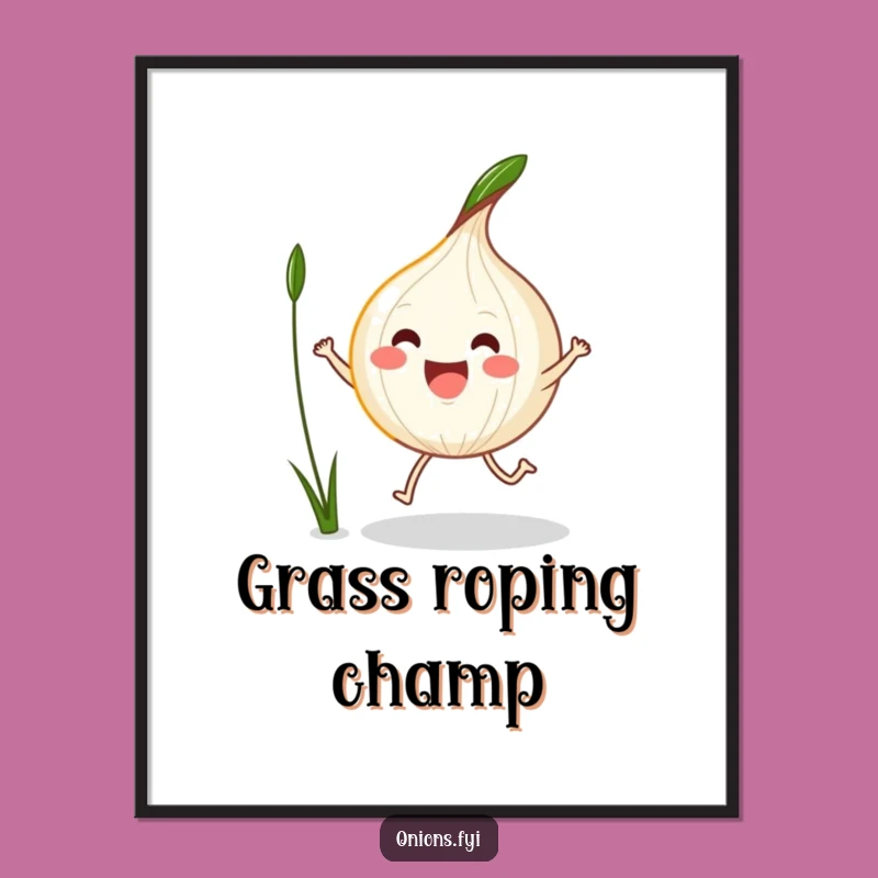 Funny Kawaii Onion Jump Rope Digital Art Print - Instant Cute Energy Decor