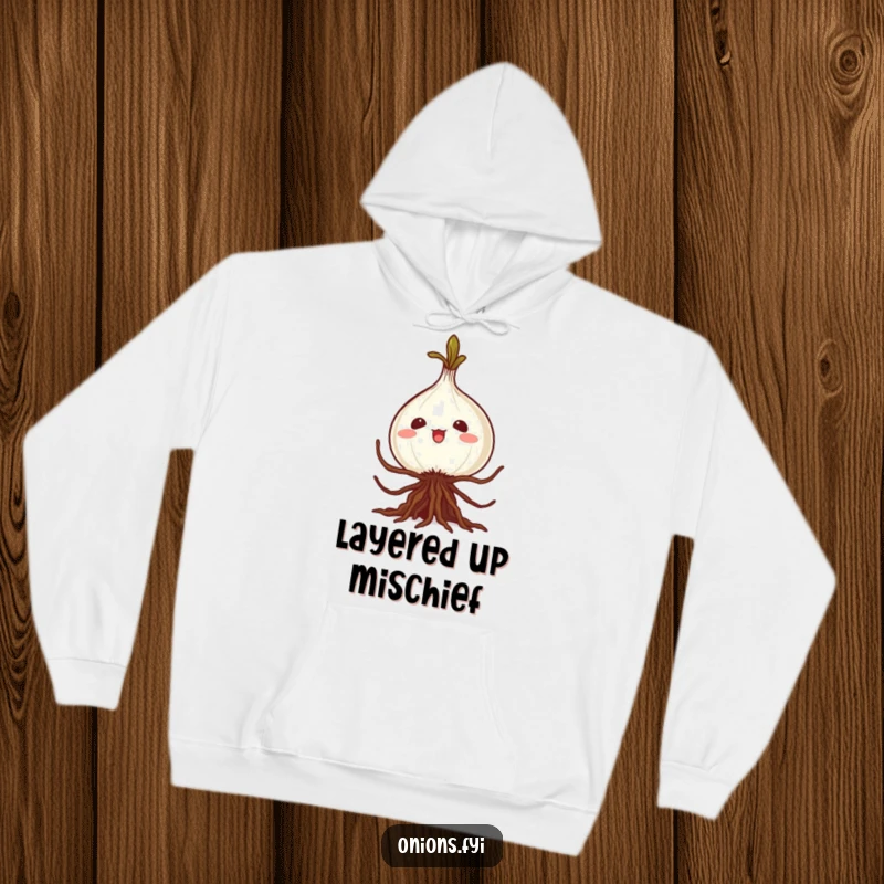 Funny kawaii onion hoodie, roots in a silly caper, snug and humorous clothing for lovers of all things cute and comical.