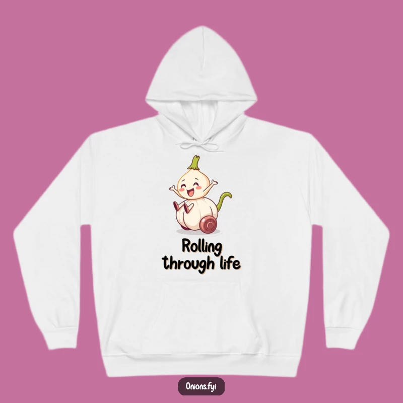 Funny Onion Garlic Ride Hoodie - Cozy Veggie Adventure Wear, Hilarious Gift