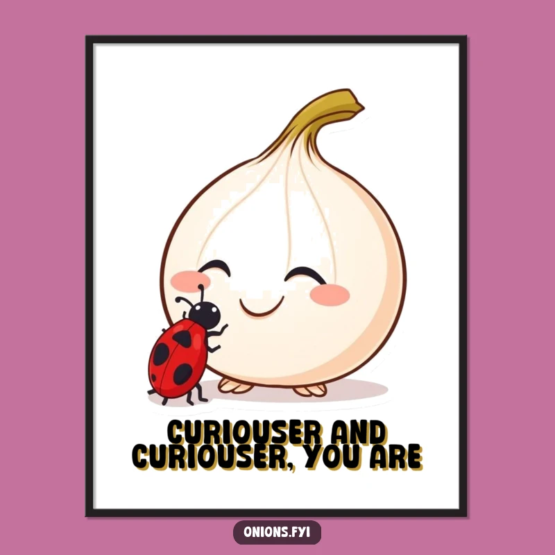 Free Printable Wall Art: Curious Onion & Ladybug, Whimsical Home Decor Download