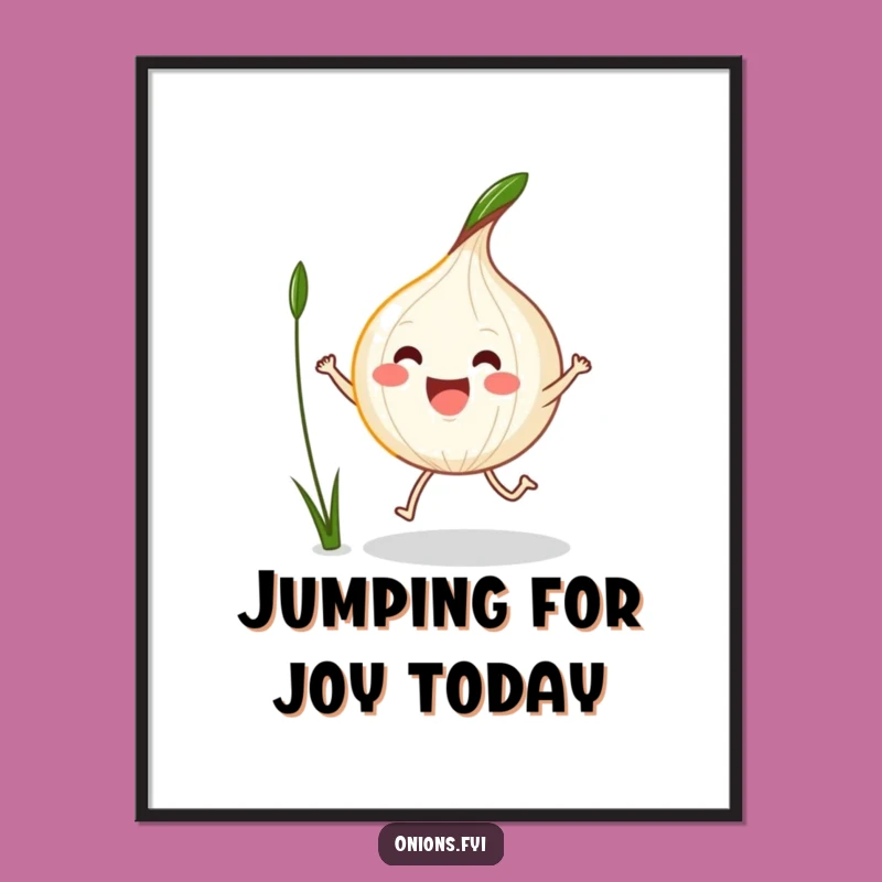 Free Printable Wall Art: Active Onion Jumping, Kawaii Home Decor Download