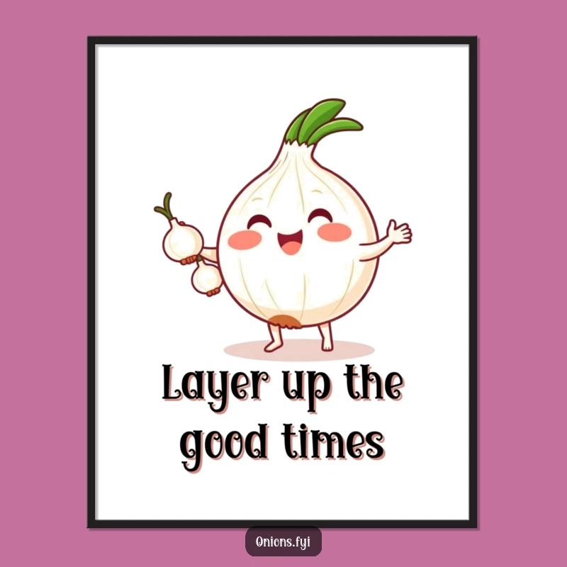 Funny Free Printable Wall Art: Kawaii Onion Juggling - Humorous Downloadable Decor