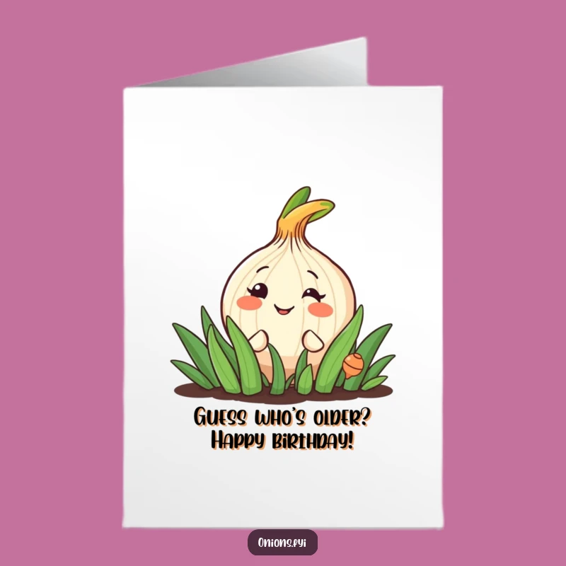 Free Printable Birthday Card: Cheeky Onion Peeking, Garden Grin, Downloadable Fun