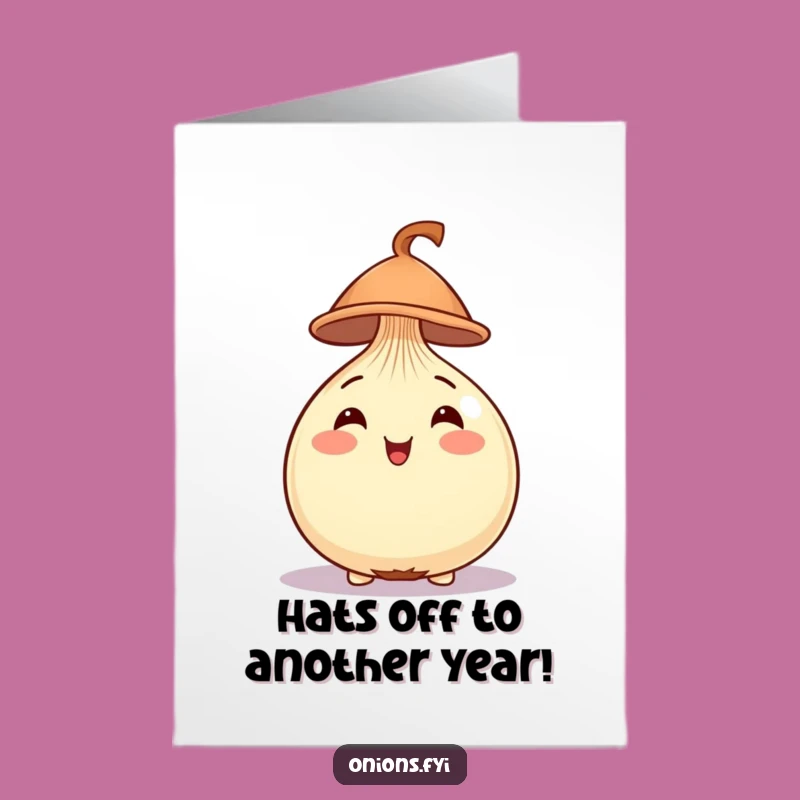 Free Printable Birthday Card: Dapper Onion with Hat, Funny Downloadable Gift
