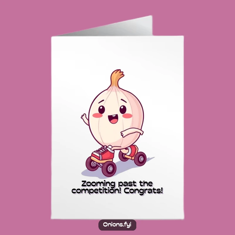 Free Printable Congrats Card: Skating Onion Achievement Funny Character Downloadable Gift