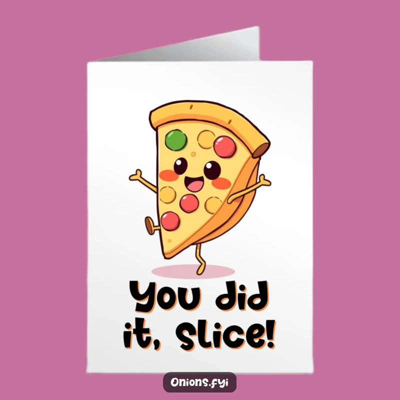 Free Printable Pizza Congrats Card: Cartwheel Slice Celebration Downloadable