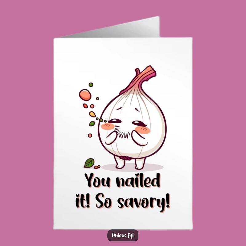 Free Printable Congrats Card: Hilarious Onion Sneeze, Herb Dust, Downloadable Celebration