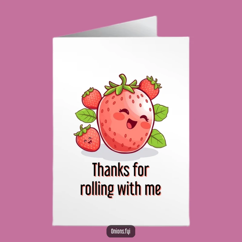 Free Printable Thank You Card: Amusing Rolling Strawberry, Perfect Funny Downloadable Gift