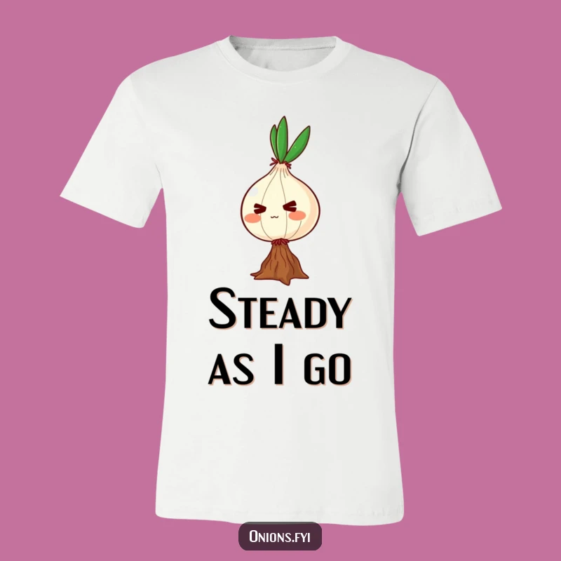 Funny Determined Onion T-Shirt: Resilient Character Apparel for Grit