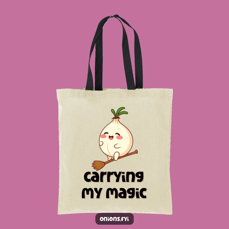 Funny Kawaii Onion Broomstick Tote Bag - Carry Your Magic, Perfect Gift!