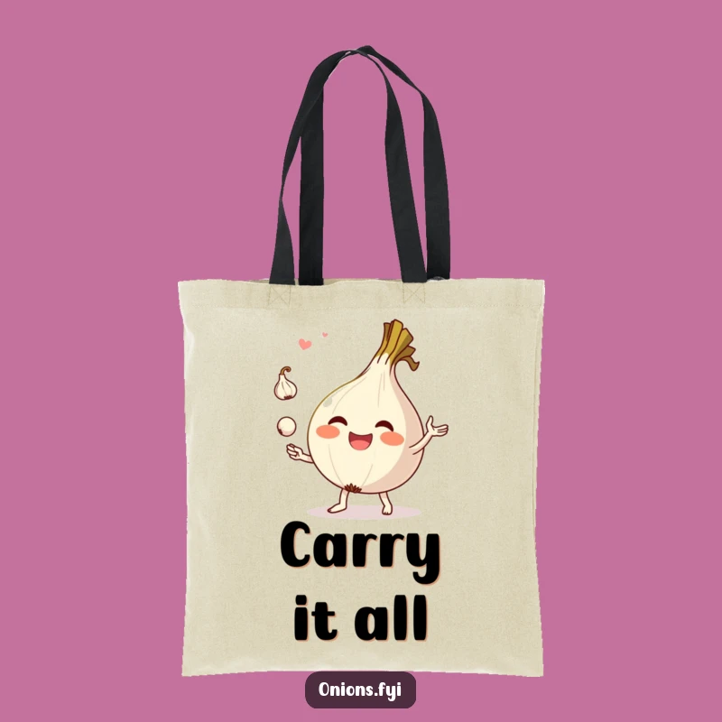 Funny Onion Juggling Garlic Tote Bag - Stylish and Hilarious Grocery Companion